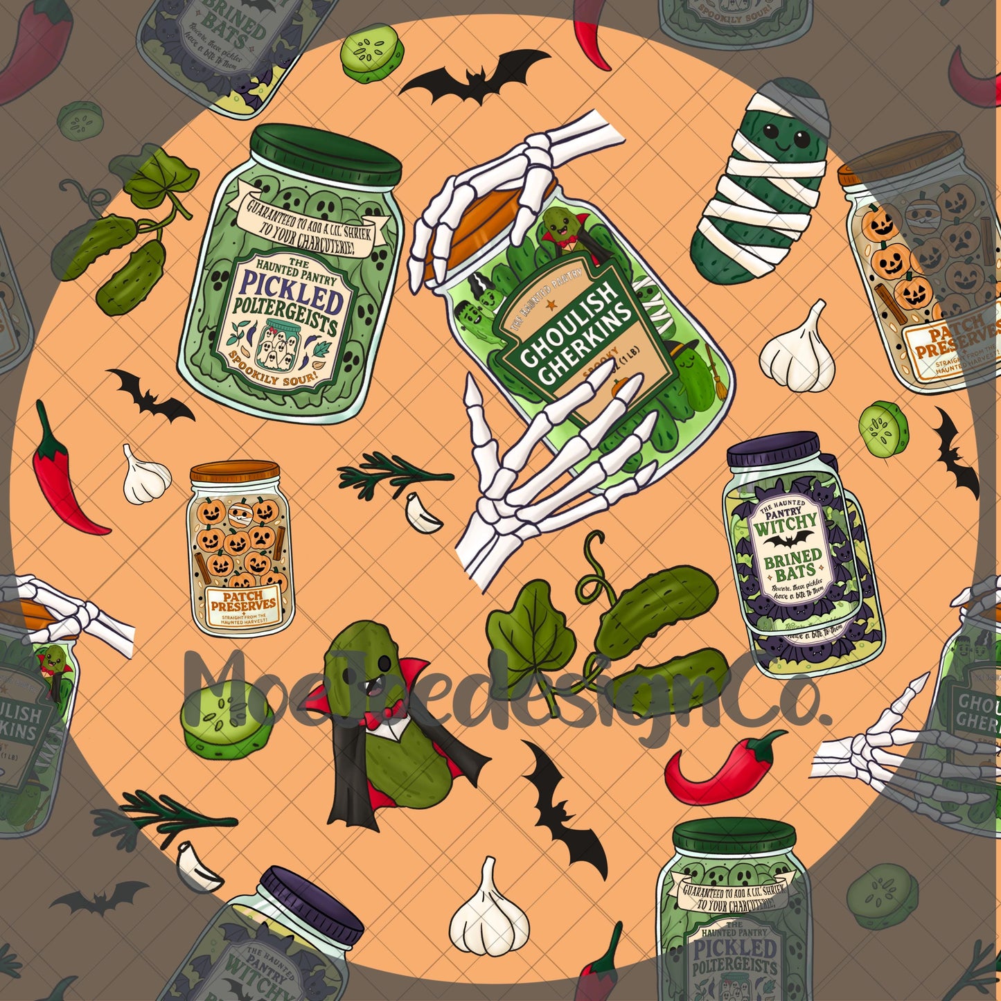 Haunted Pantry Halloween Apron: Spooky Jar Print, Adjustable Straps