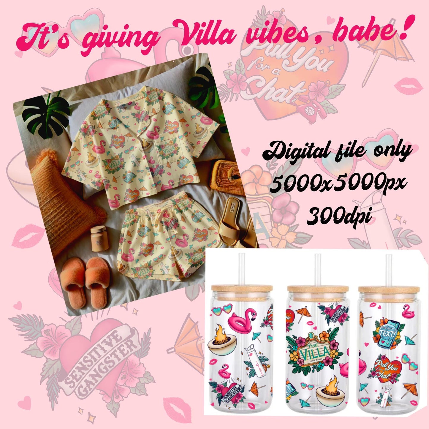 Love Island Seamless Pattern: Tropical Summer Print (Digital Download)