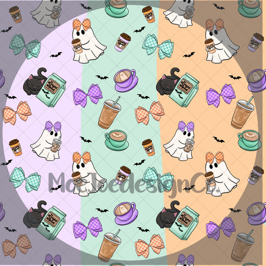 Bows, Iced Coffee | Pastel Kawaii Fall Sublimation | 3 Colorways + Transparent