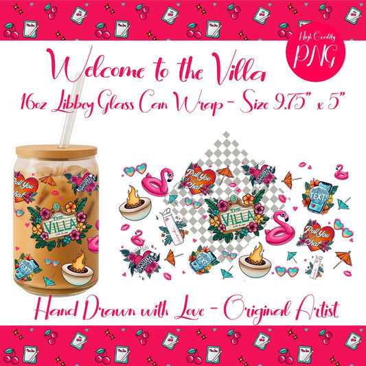 Love Island Inspired Glass Wrap: Tropical Flamingo PNG File (Digital Download)