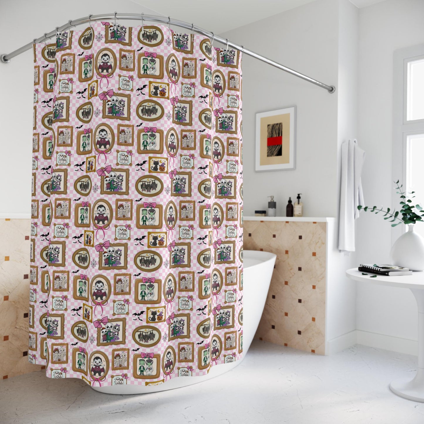 Whimsical Floral Shower Curtain: Retro Bathroom Decor