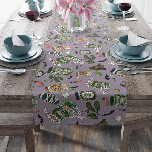 Witchy Halloween Table Runner: Haunted Pantry Jar Print, Spooky Decor