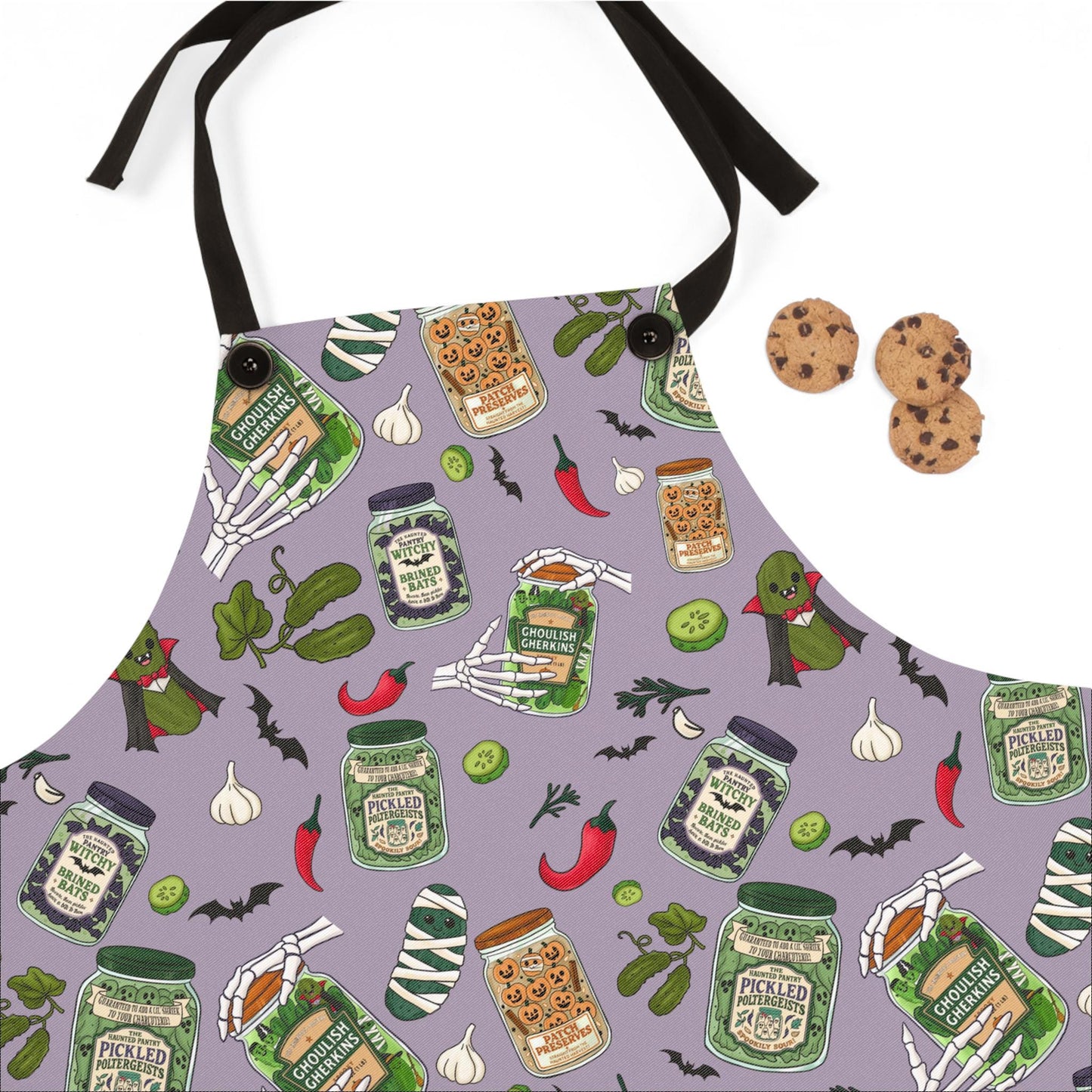Haunted Pantry Halloween Apron: Spooky Kitchen Decor, Pickle Jar Print