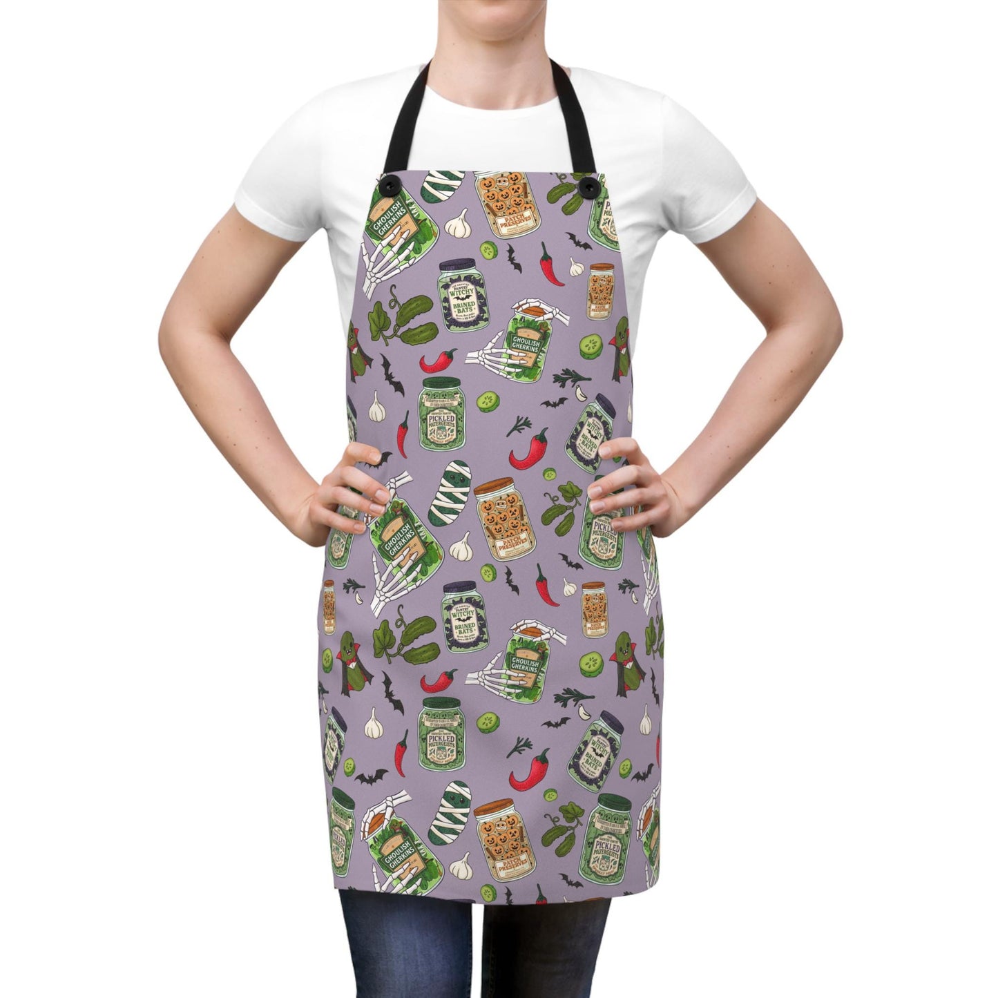 Haunted Pantry Halloween Apron: Spooky Kitchen Decor, Pickle Jar Print