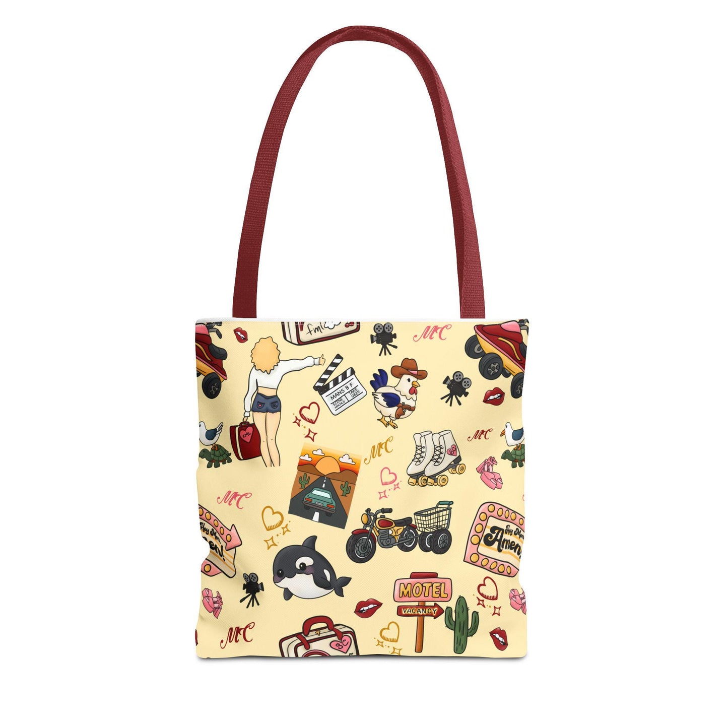 Sabrina Carpenter Inspired Tote Bag: Retro Kawaii Quirky Pattern