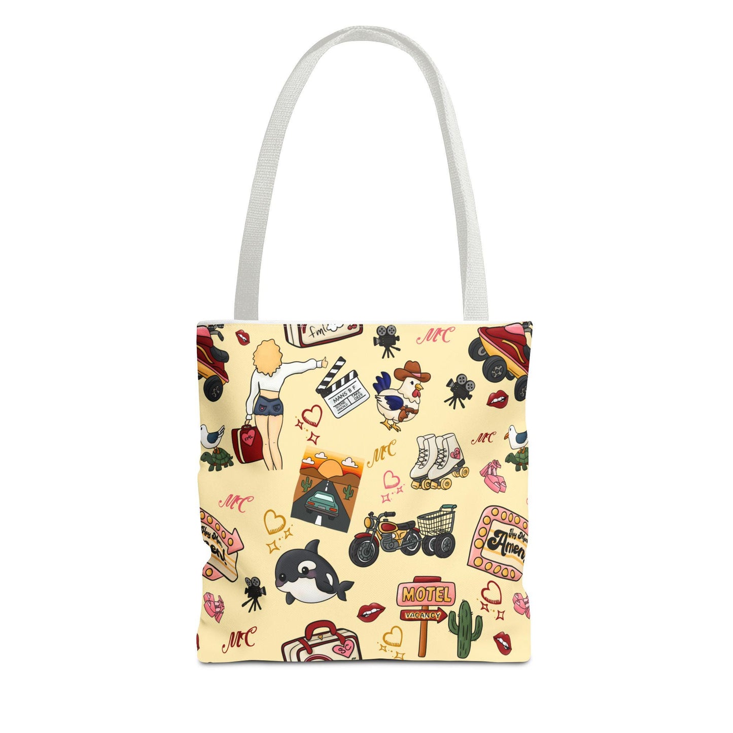 Sabrina Carpenter Inspired Tote Bag: Retro Kawaii Quirky Pattern