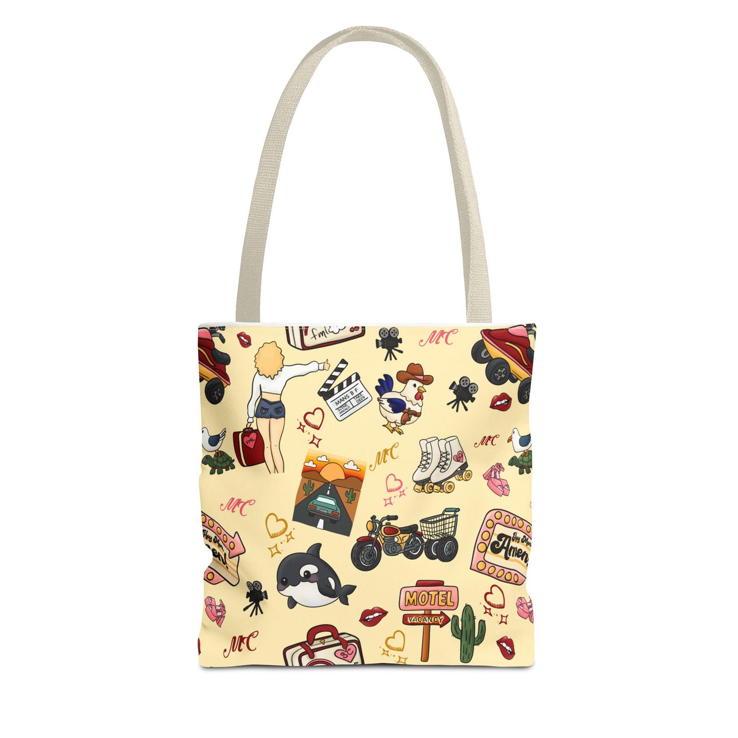 Sabrina Carpenter Inspired Tote Bag: Retro Kawaii Quirky Pattern