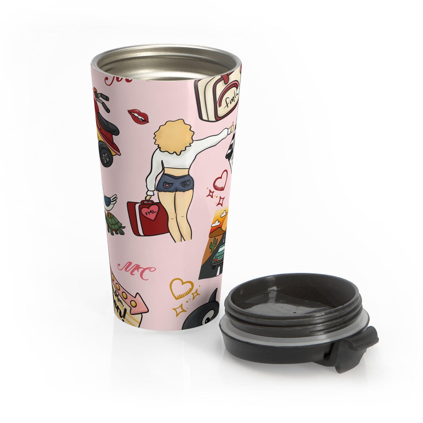 Manchild Travel Tumbler – Sabrina Carpenter Inspired, Quirky Retro Kawaii Tumbler Design