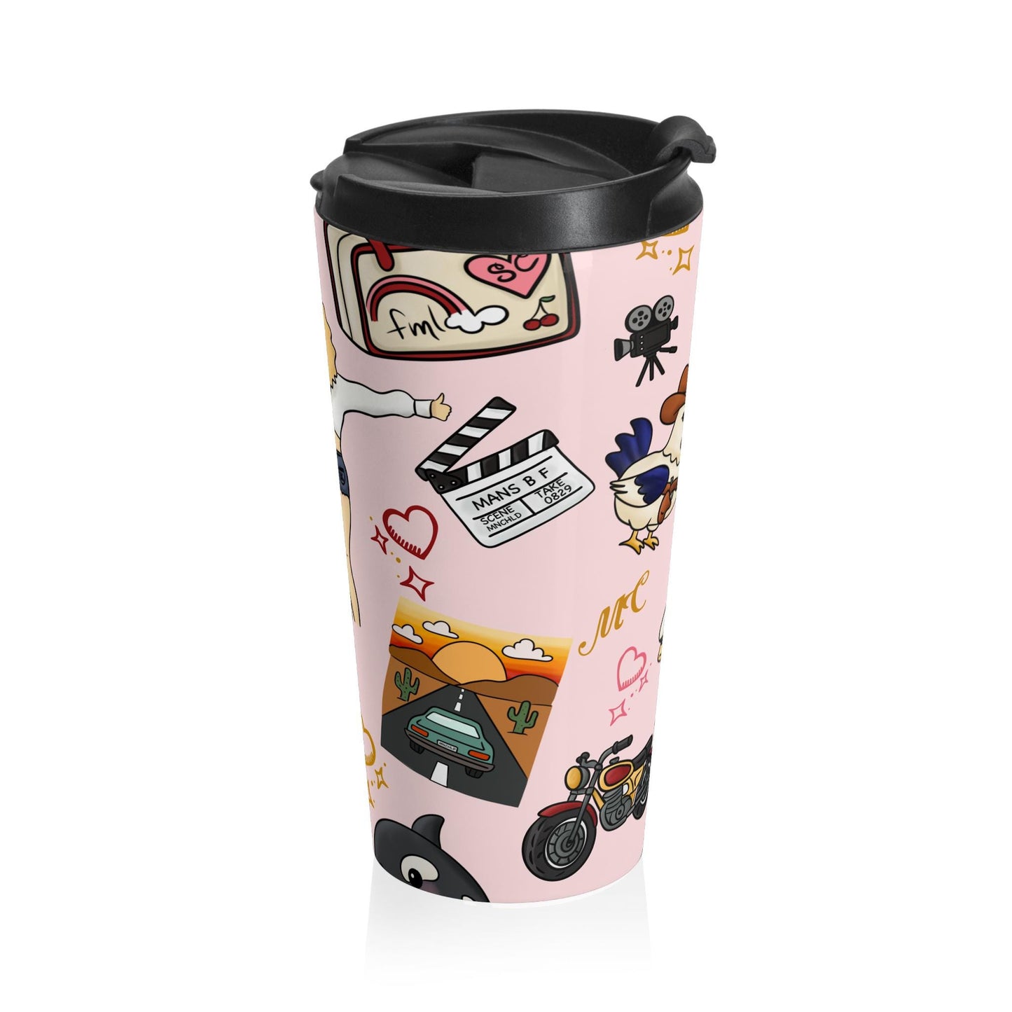 Manchild Travel Tumbler – Sabrina Carpenter Inspired, Quirky Retro Kawaii Tumbler Design