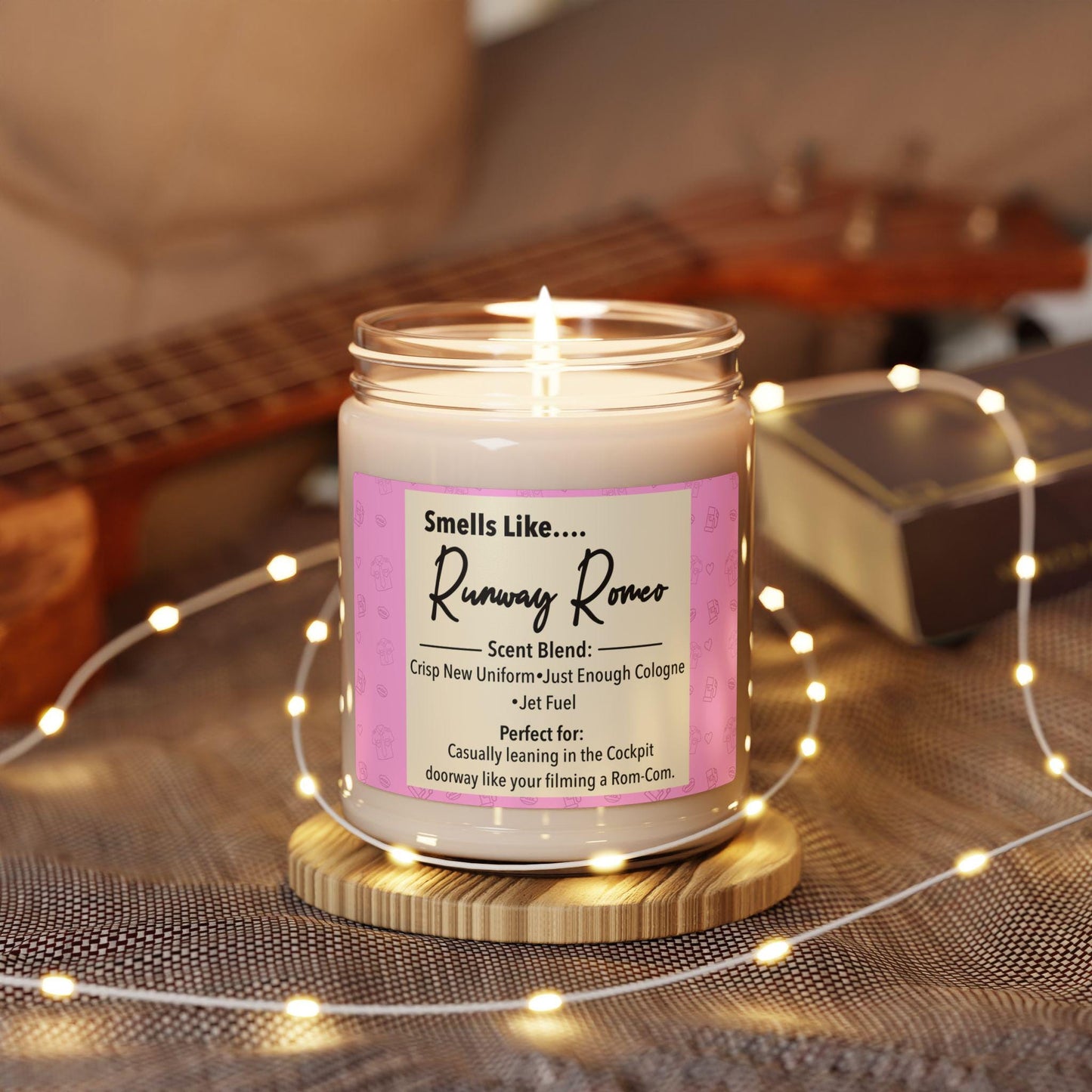 Runway Romeo Scented Soy Candle: Airplane Enthusiast Aromatherapy