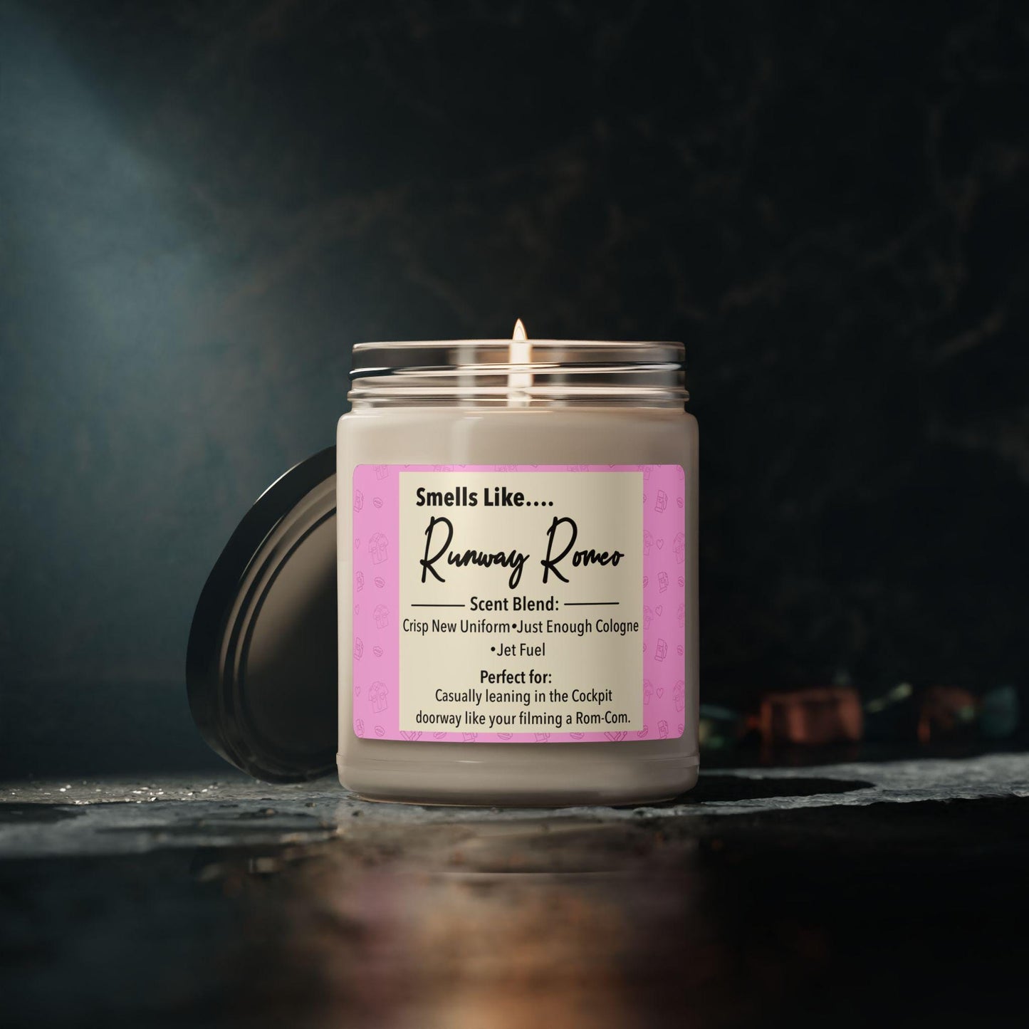 Runway Romeo Scented Soy Candle: Airplane Enthusiast Aromatherapy
