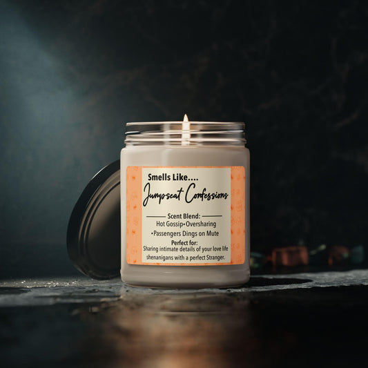 Jumpseat Confessions Scented Soy Candle: Airline Crew Humor, Cozy Home Decor
