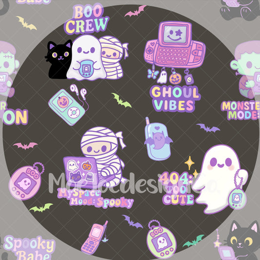Y2K Halloween Seamless Pattern – 4 Colorways + Transparent | Digital Download