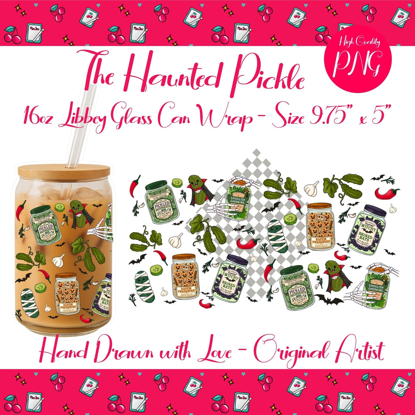 Haunted Pantry Glass Can Wrap: Spooky Halloween Drinkware (Digital Download)