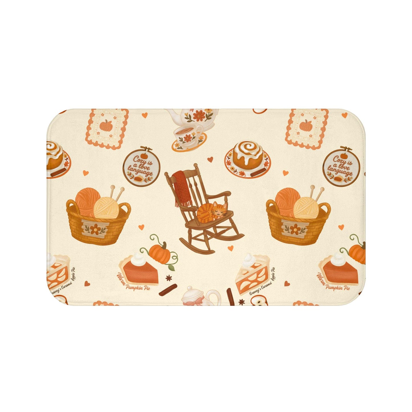 Cozy Autumn Bath Mat: Memory Foam Microfiber, Fall Decor