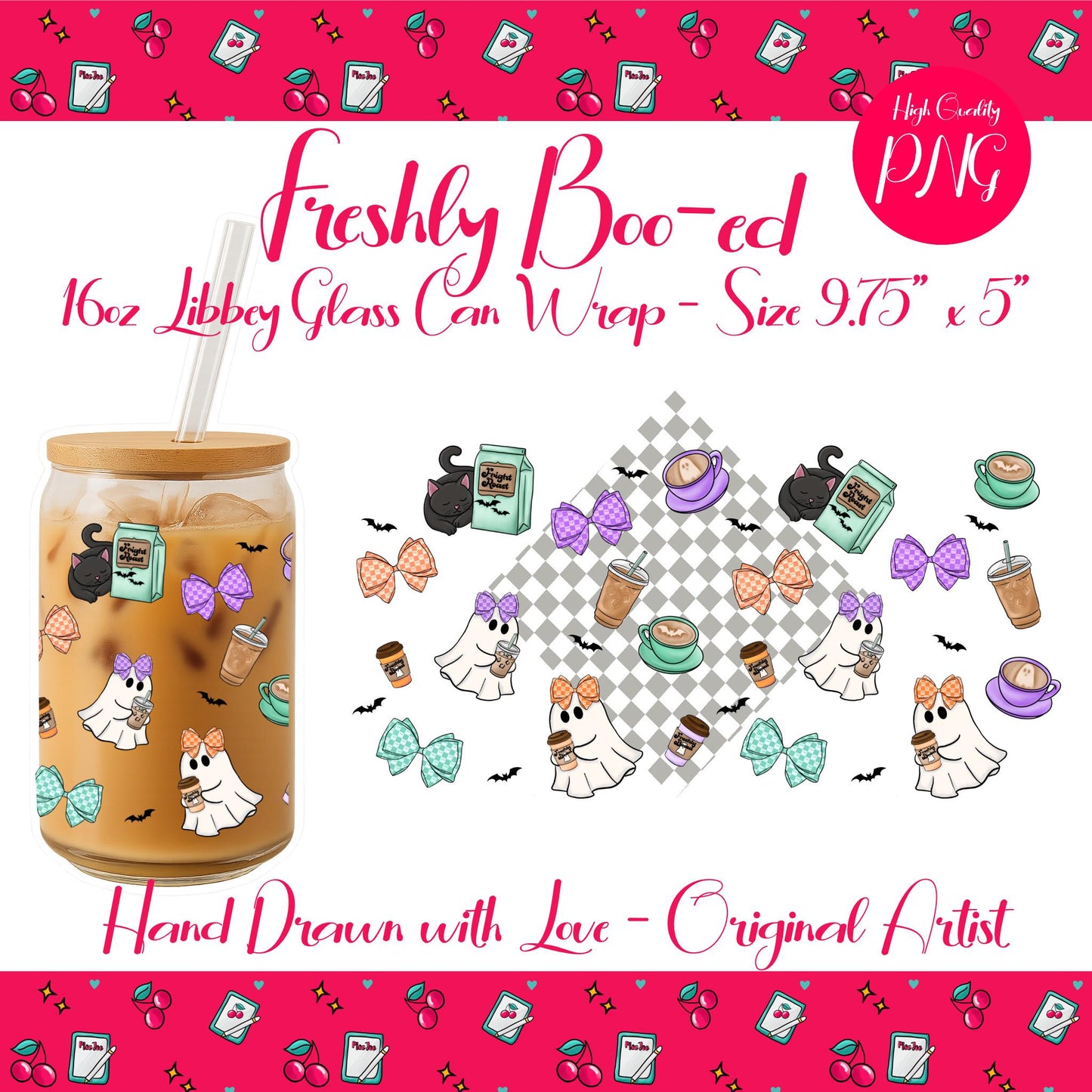 Halloween Ghost Coffee Cup Wrap | UV DTF 16oz Libbey Can (Digital Download)