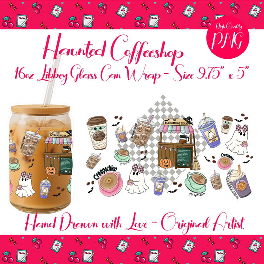 Pastel Halloween Coffee Shop Glass Can Wrap (Digital Download)