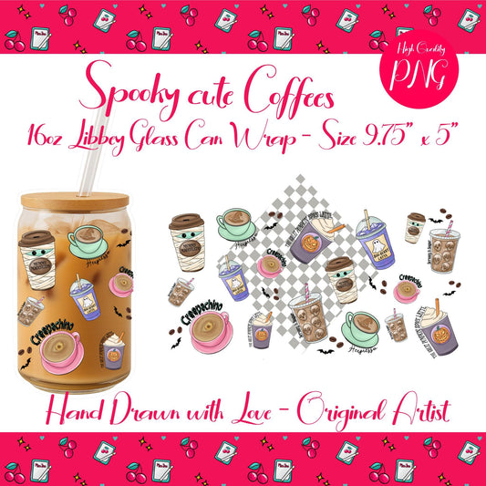 Spooky Coffee Glass Can Wrap: Screaming Bean Halloween Design (Digital Download)