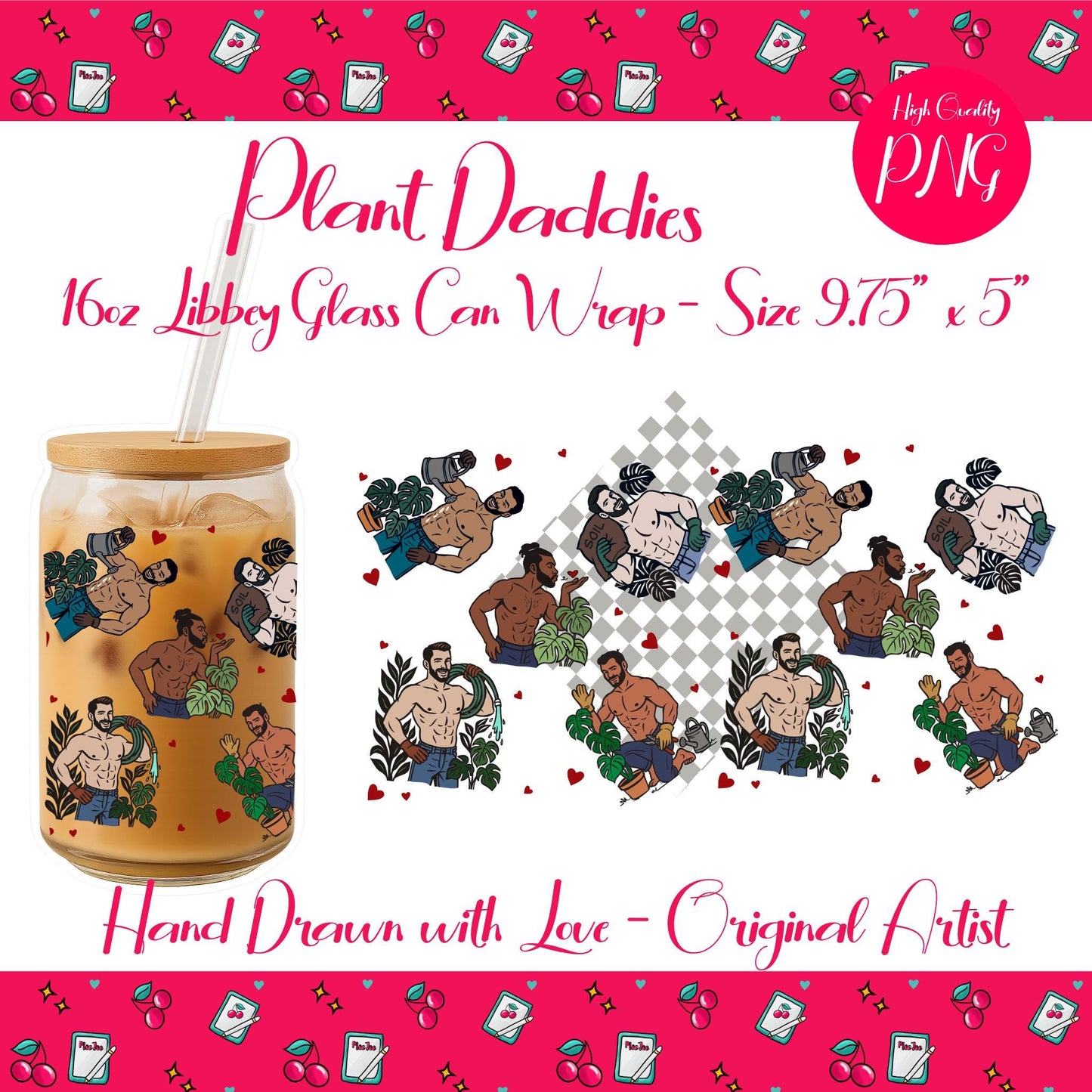 Plant Daddy Glass Can Wrap: Cheeky Monstera UV DTF Decal