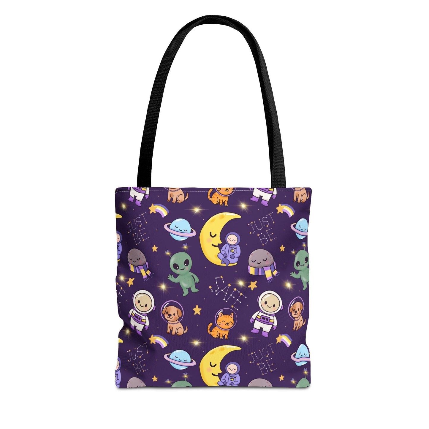 Subtle Nonbinary PrideTote Bag: Astronaut, Alien, and Nonbinary Print - Polyester Carry-All Hand Drawn Design