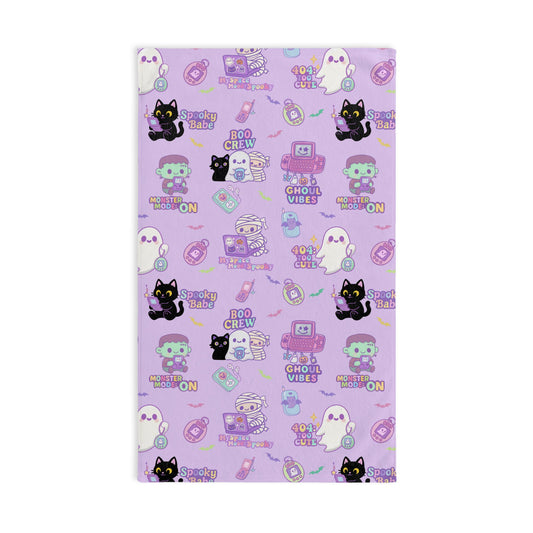 Retro Halloween Hand Towel: Kawaii Gameboy, Tamagotchi Print
