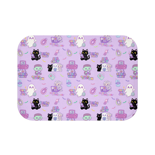 Y2K Gameboy Bath Mat: Pastel Frankenstein Mummy, Non-Slip Memory Foam