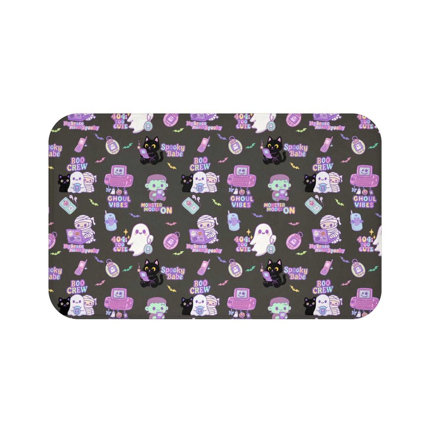 Halloween Bath Mat, Whimsical Ghosts, Kawaii Bathroom Rug
