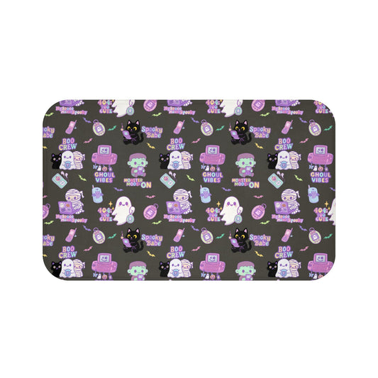 Halloween Bath Mat, Whimsical Ghosts, Kawaii Bathroom Rug