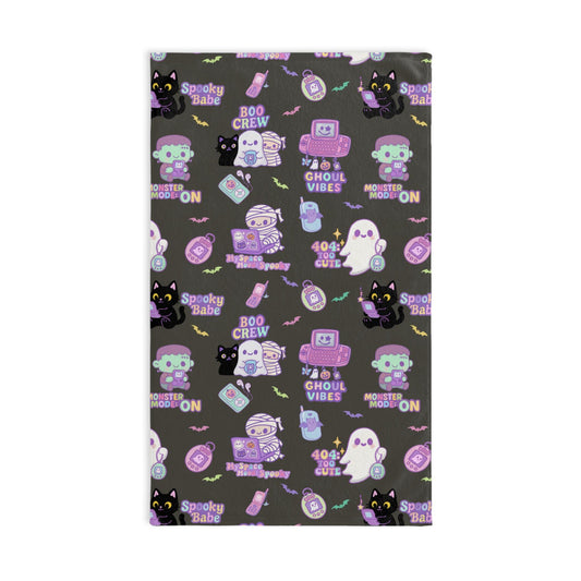 Cute Halloween Hand Towel - Spooky Vibes Dish Towel, Kitchen Decor, Halloween Gift, Cute Home Accessories, Goth Kitchen Towel