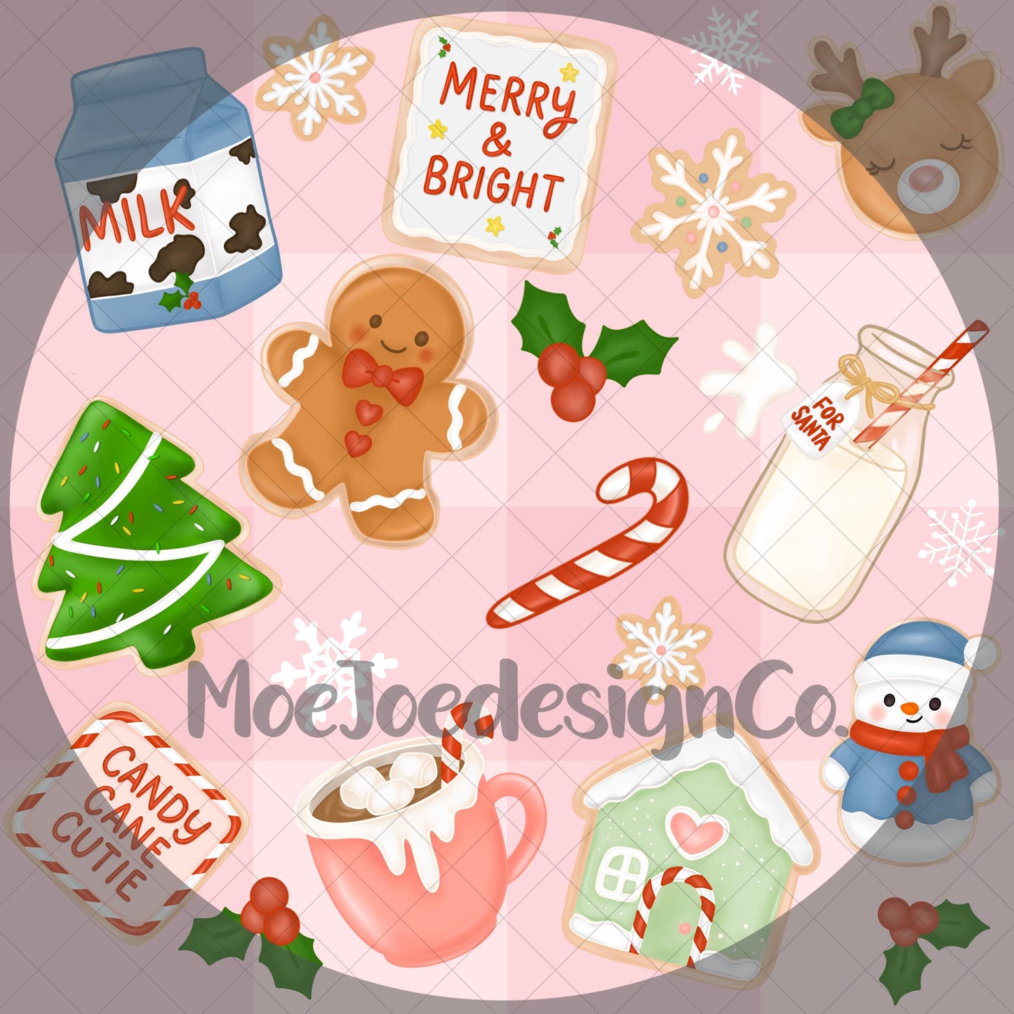 Christmas Cup Wrap: Milk & Cookies for Santa, Kawaii PNG (Digital Download)