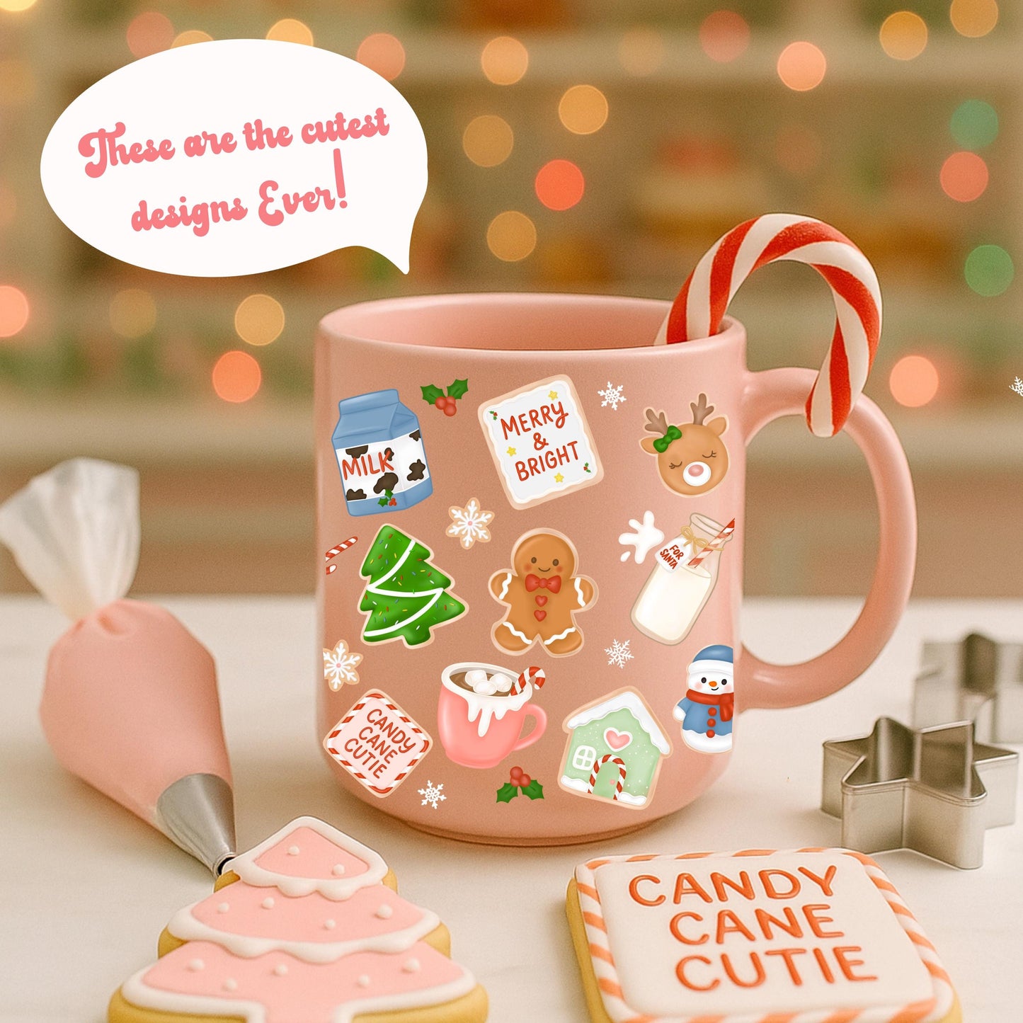 Cookies & Milk Seamless Pattern Bundle: Holiday Gingham, Pastel Digital Paper (PNG)