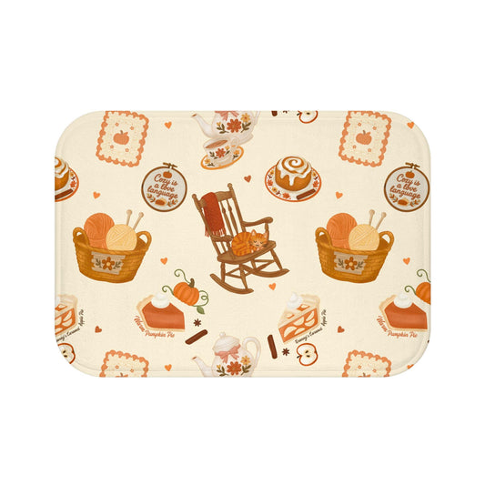 Cozy Autumn Bath Mat: Memory Foam Microfiber, Fall Decor