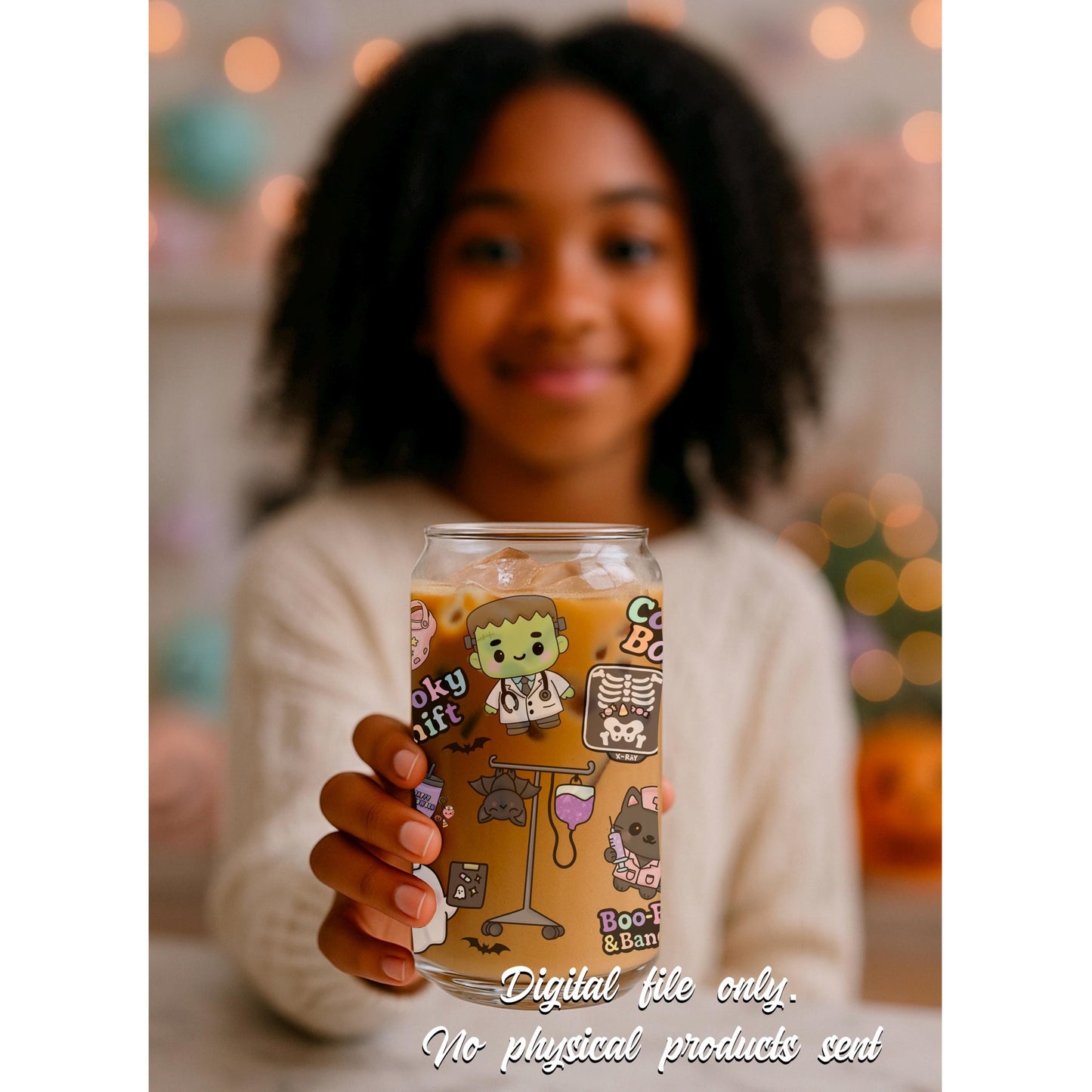 Pastel Halloween Nurse Glass Wrap: Spooky Kawaii PNG (Digital Download)