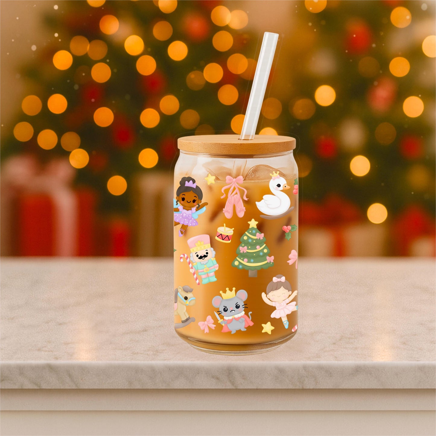 Nutcracker Ballerina Christmas Tumbler Wrap: Hand-Drawn Holiday PNG (9.75 x 5 in)