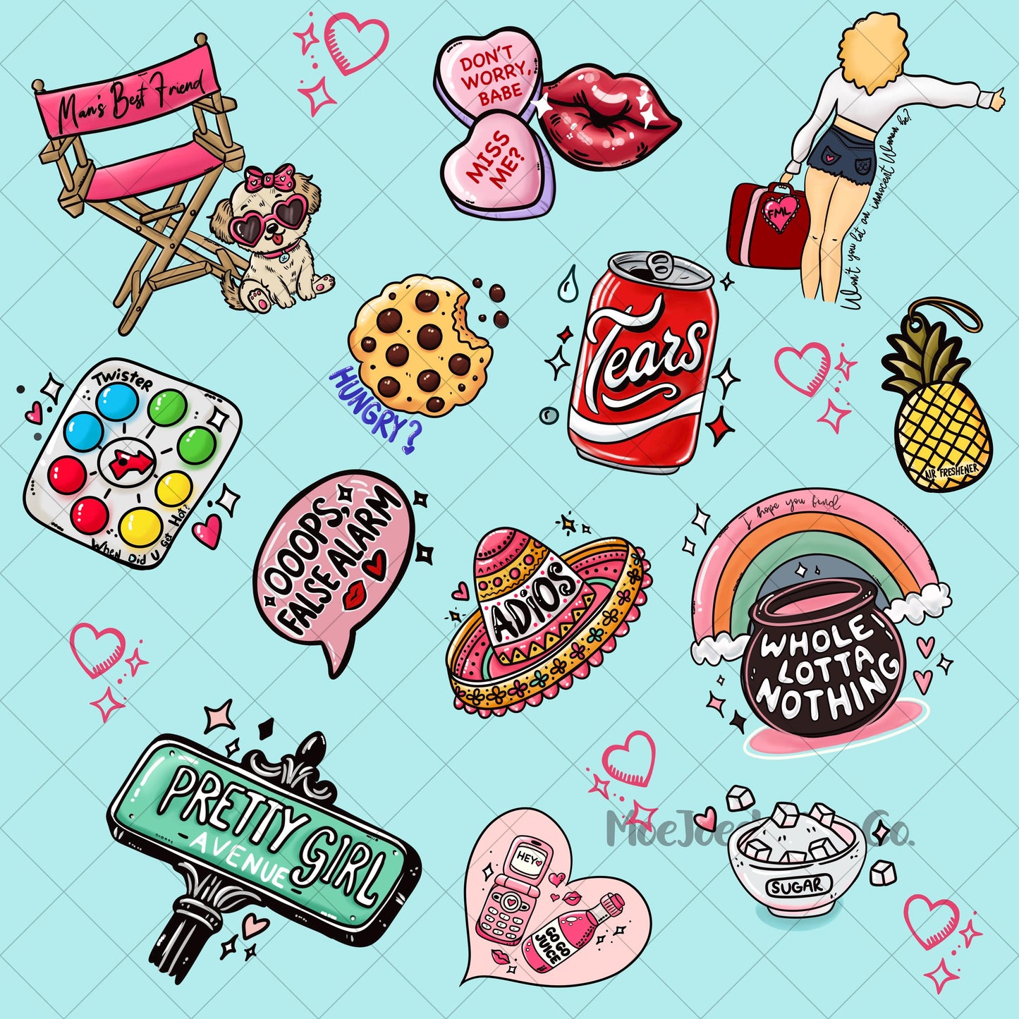 Trendy Seamless Pattern | S Carpenter inspired| MBF Pop Art PNG | 4 Backgrounds