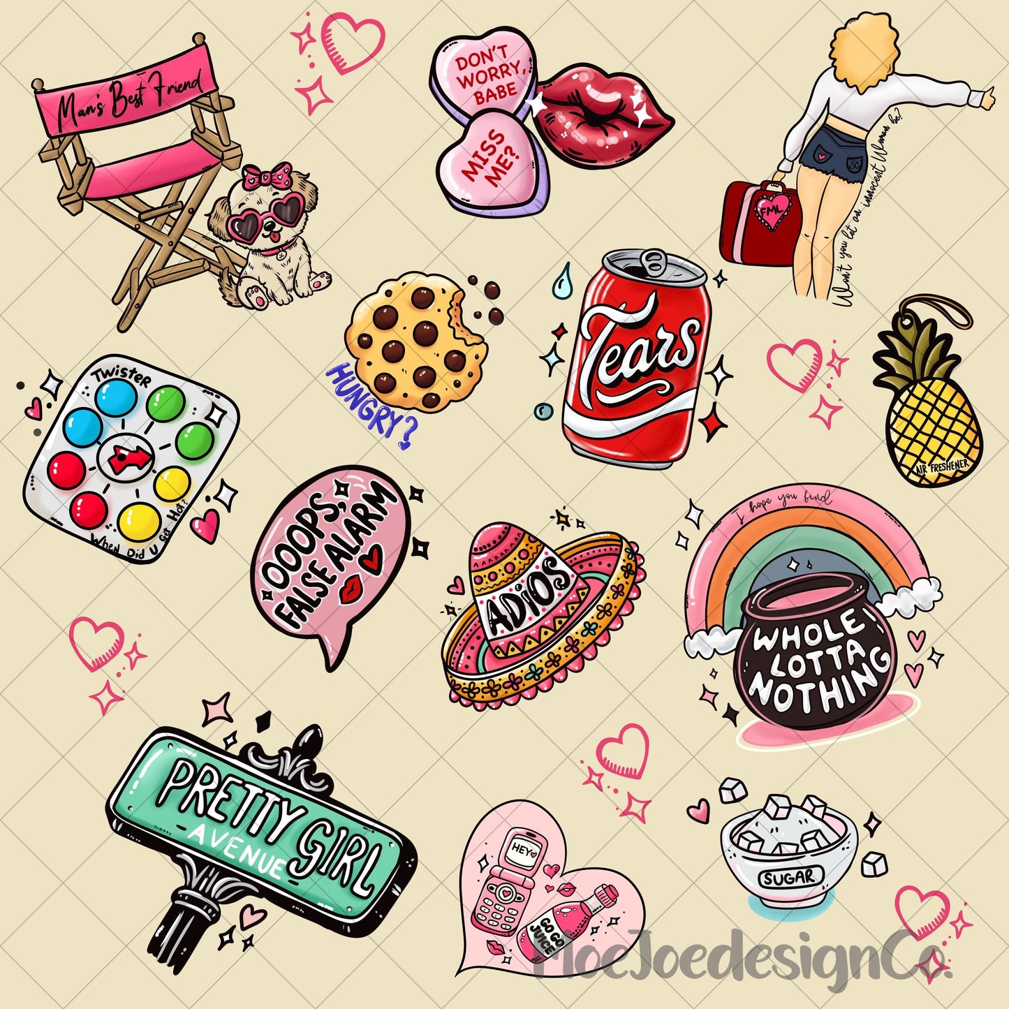 Trendy Seamless Pattern | S Carpenter inspired| MBF Pop Art PNG | 4 Backgrounds