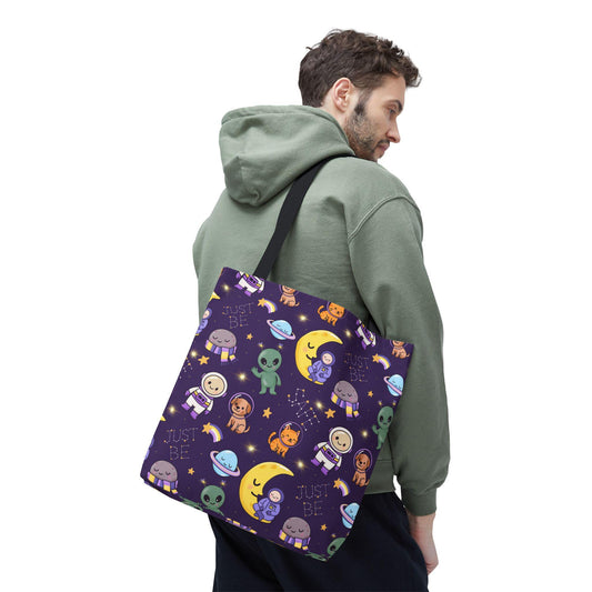 Subtle Nonbinary PrideTote Bag: Astronaut, Alien, and Nonbinary Print - Polyester Carry-All Hand Drawn Design