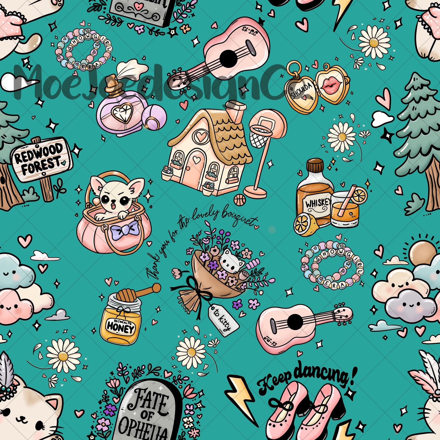 Showgirl Seamless Pattern – Sparklecore Glam, Retro Pink (Digital Download)