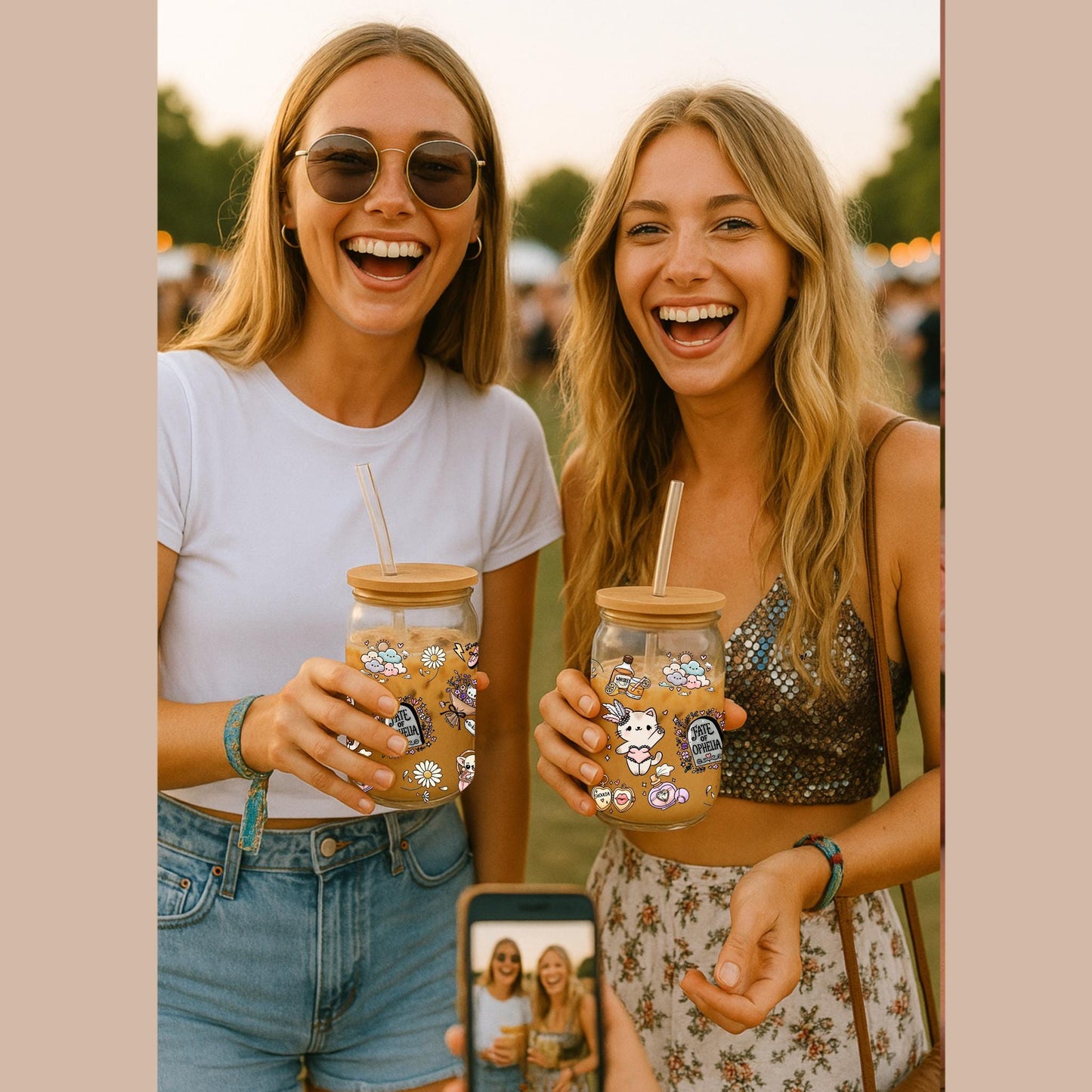 Showgirl Glass Can Wrap PNG | Retro Doodle, Libbey 16oz (Digital Download)