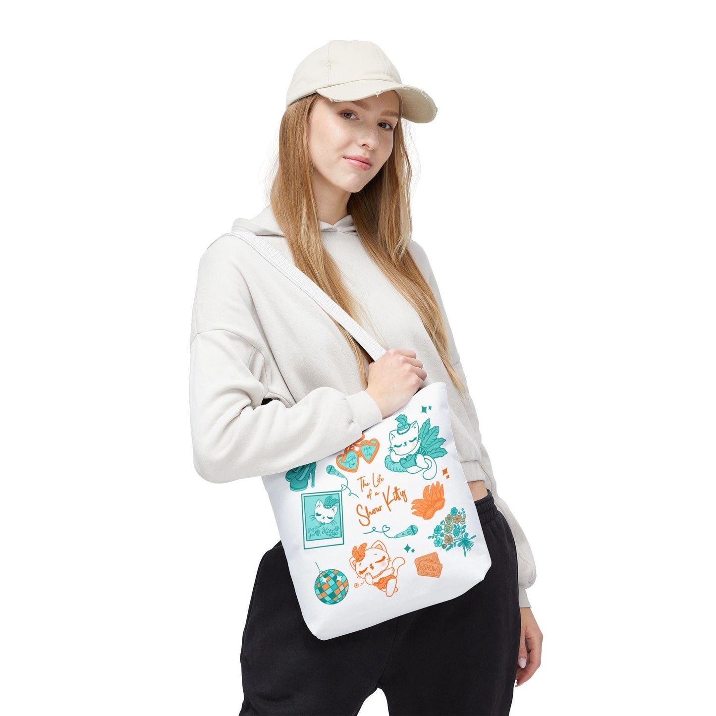 Cat Lover Tote Bag, Show Kitty Design, Everyday Polyester Tote
