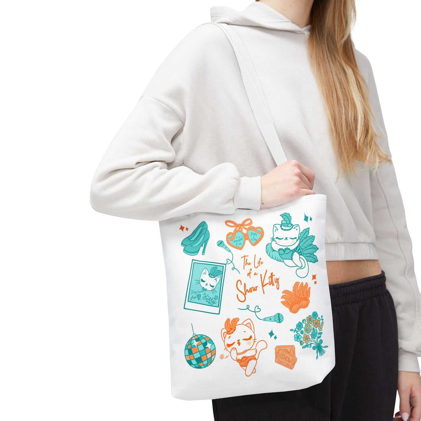 Cat Lover Tote Bag, Show Kitty Design, Everyday Polyester Tote