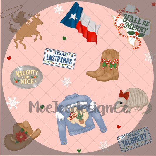 Texas Christmas Seamless Pattern | Cowgirl Holiday PNG