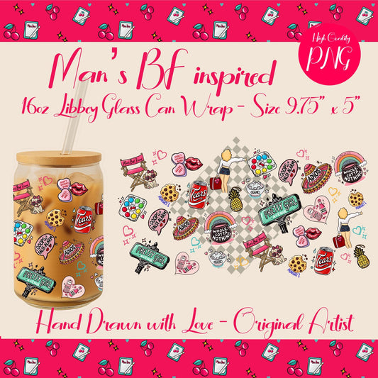 Trendy Pop Star SC Mannchild Libbey Glass Can Wrap PNG | 16oz Tumbler (Digital Download)