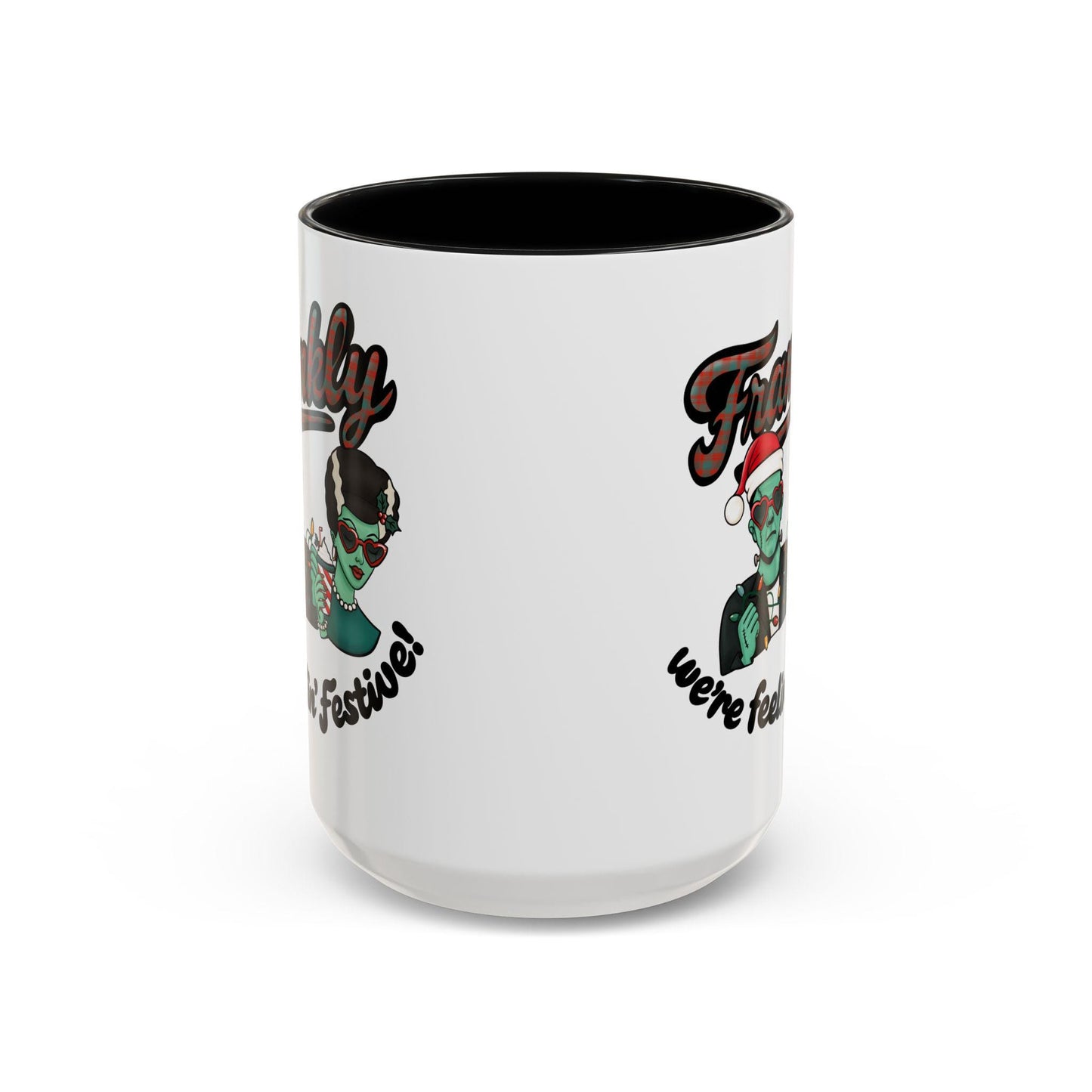 Frankenstein and Bride Christmas Mug, Gothic Holiday Decor