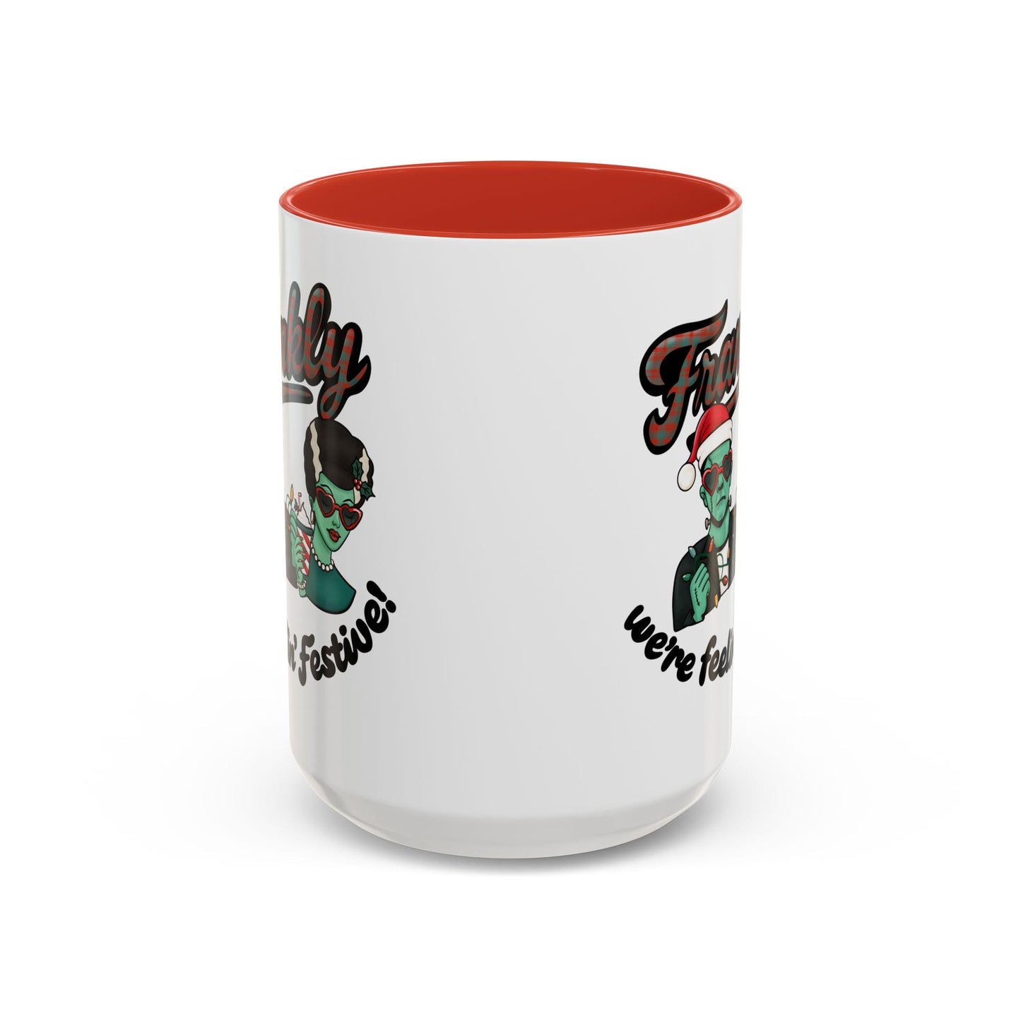 Frankenstein and Bride Christmas Mug, Gothic Holiday Decor