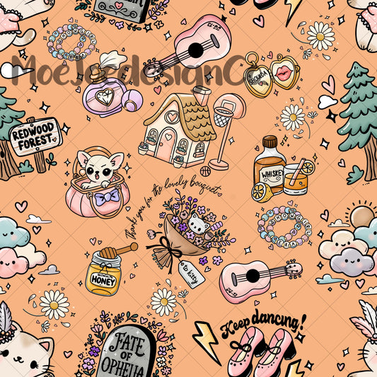 Showgirl Seamless Pattern – Sparklecore Glam, Retro Pink (Digital Download)