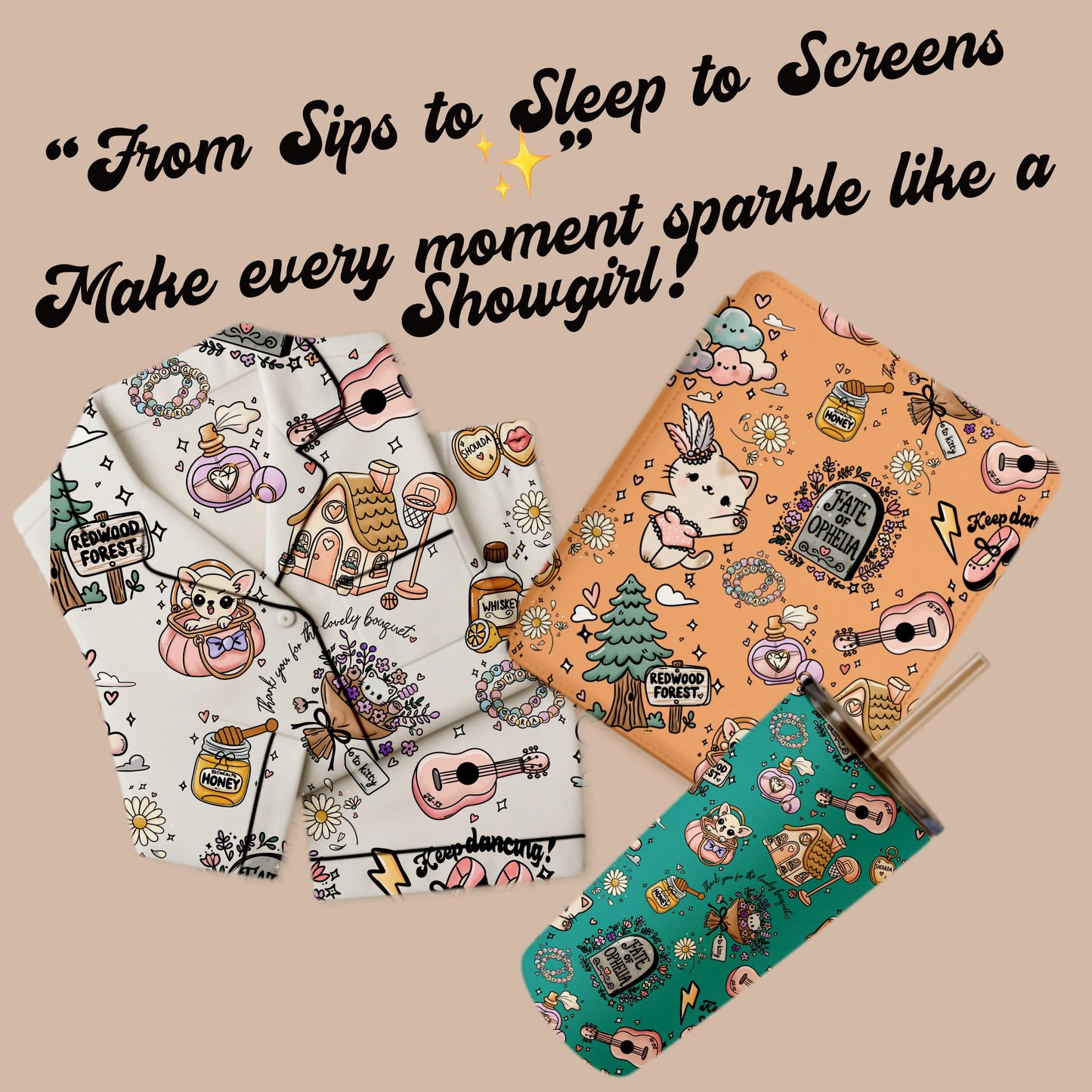 Showgirl Seamless Pattern – Sparklecore Glam, Retro Pink (Digital Download)