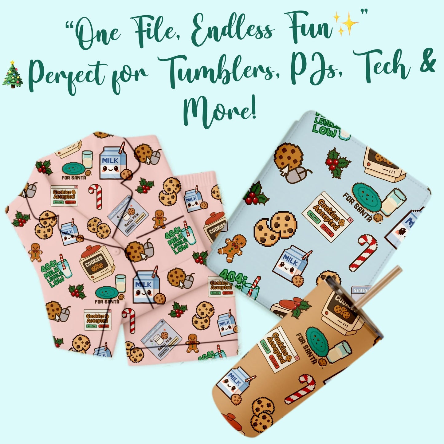 Christmas Pixel Cookie Seamless Pattern | Y2K Retro Design (Digital Download)