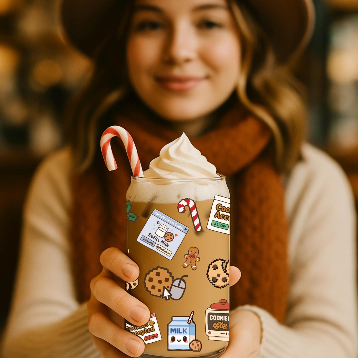 Retro Y2K Christmas Tumbler Wrap | Crumb Protocol PNG (Digital Download)