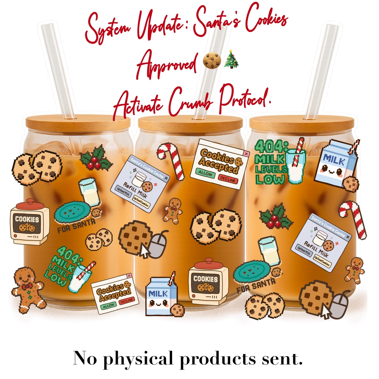 Retro Y2K Christmas Tumbler Wrap | Crumb Protocol PNG (Digital Download)